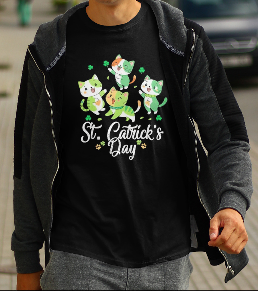 St Catricks Day Cats St Patricks Day Cat Lover St Pattys T-Shirt