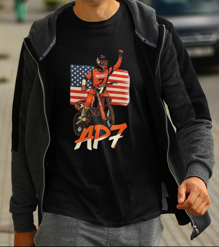 Supercross Motocross AP7 Aaron Plessinger Merica 7 USA Flag Motocross Racing T-Shirt
