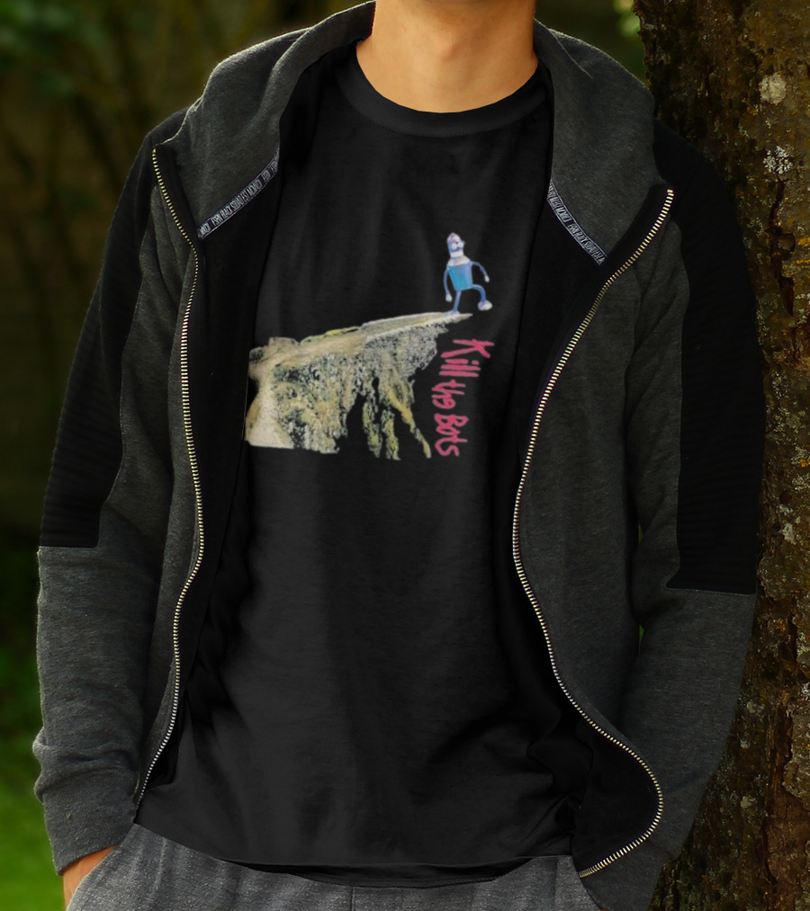 Tari Is For Humans Kill The Bots Robot On Cliff Edge T-Shirt