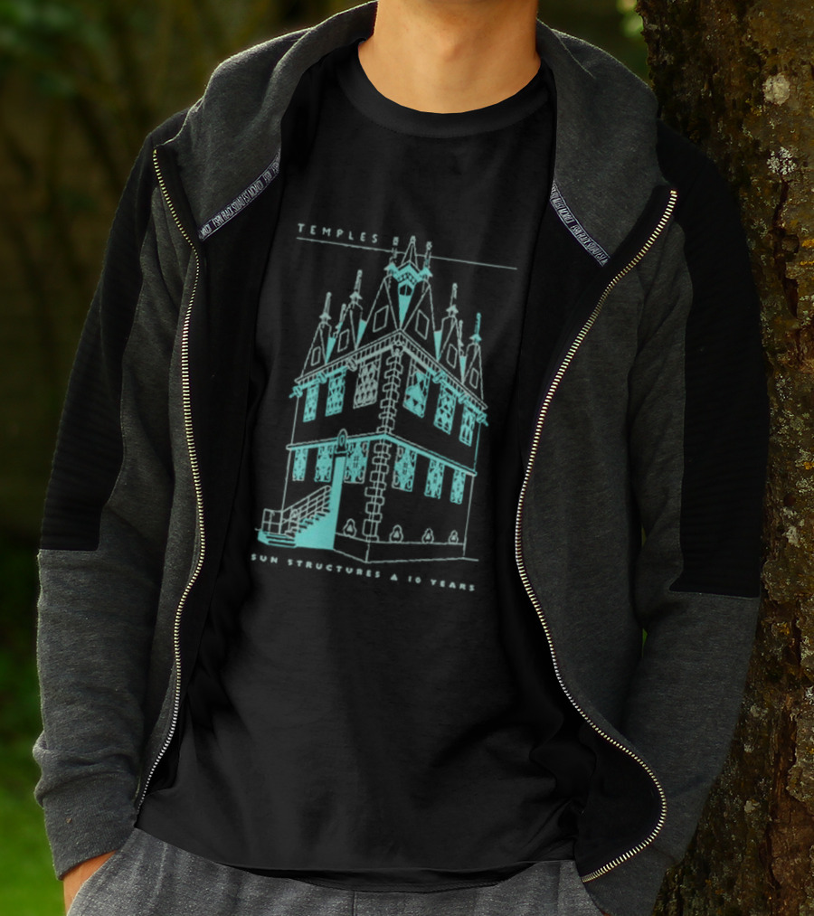 Temple Sun Structure Blueprint Isometric 2025 T-Shirt