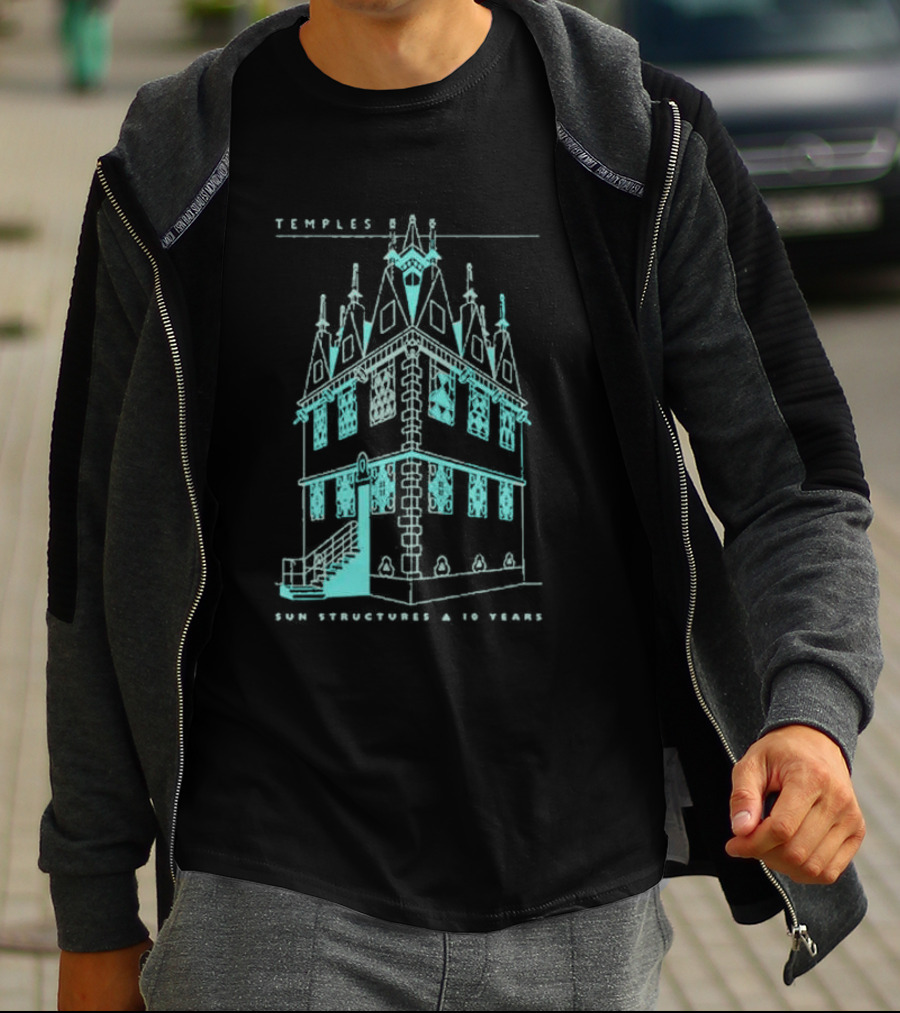 Temple Sun Structure Blueprint Isometric 2025 T-Shirt