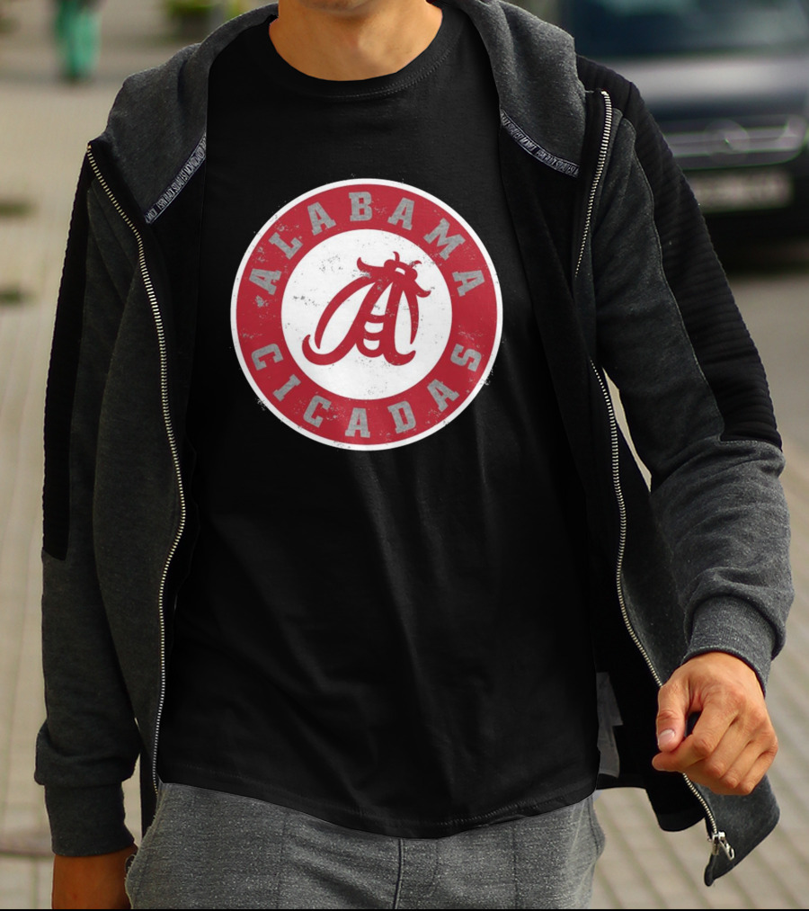 Alabama Cicadas Team Red Emblem With Stylized Bug T-Shirt