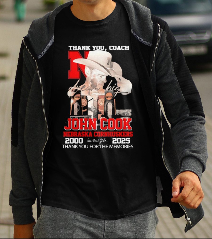 Thank You Coach John Cook Nebraska Cornhuskers 2000 2025 Thank You For The Memories T-Shirt