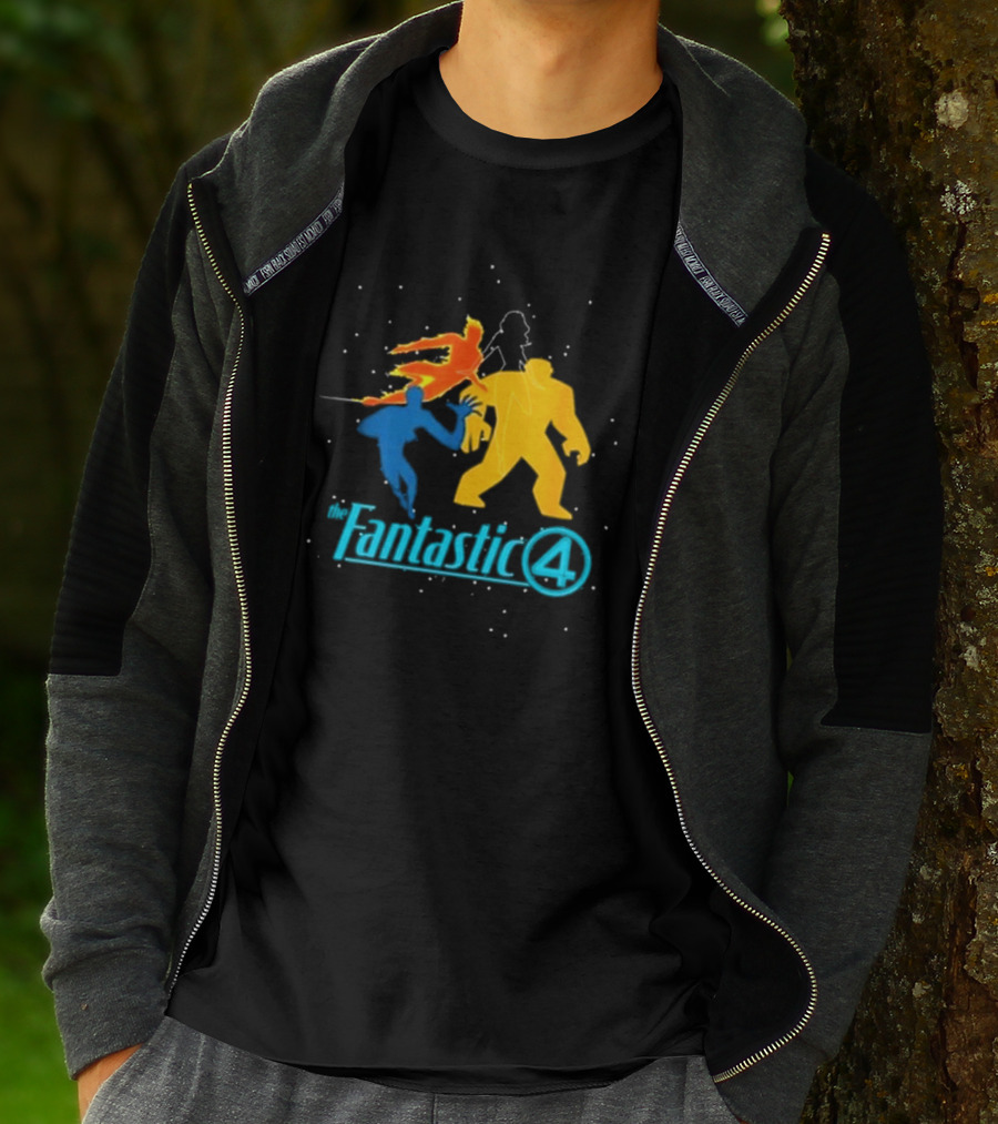 Fantastic Four Team Explosive Silhouette Action T-Shirt