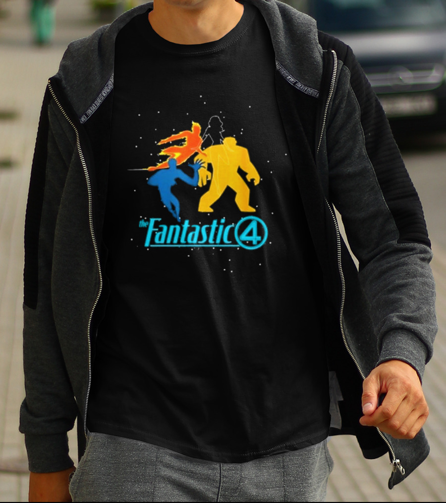 Fantastic Four Team Explosive Silhouette Action T-Shirt
