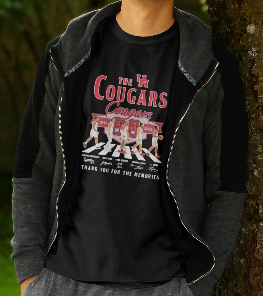 The Houston Cougars 80 Years 1945-2025 Thank You For The Memories Abbey Road Style T-Shirt