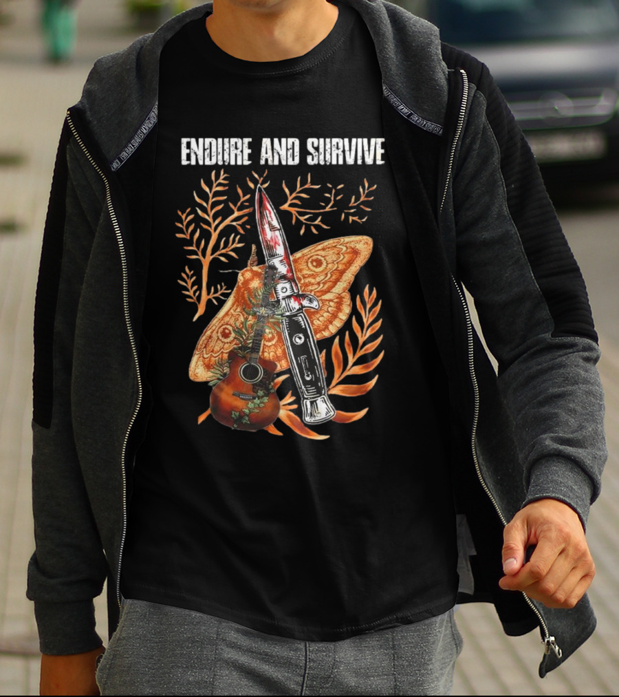 The Last Of Us Endure And Survive Moth Knife And Guitar T-Shirt