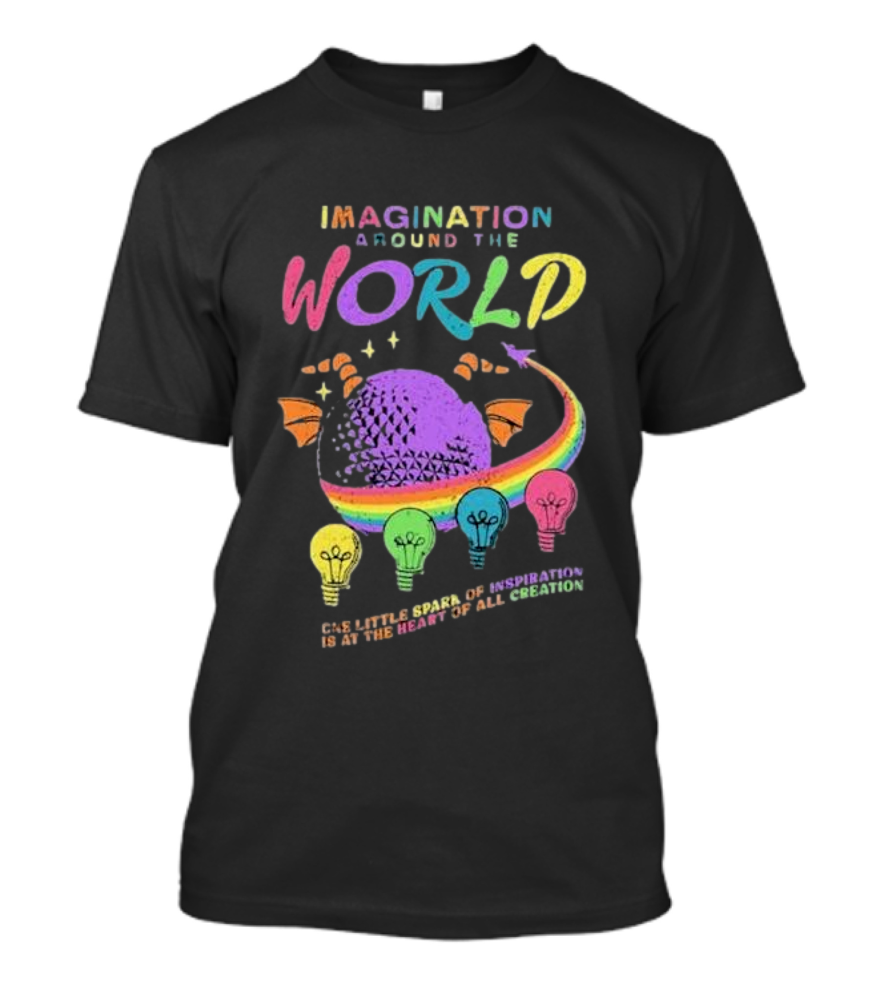 Imagination Around The World Featuring Spaceship Earth And Colorful Light Bulbs T-Shirt