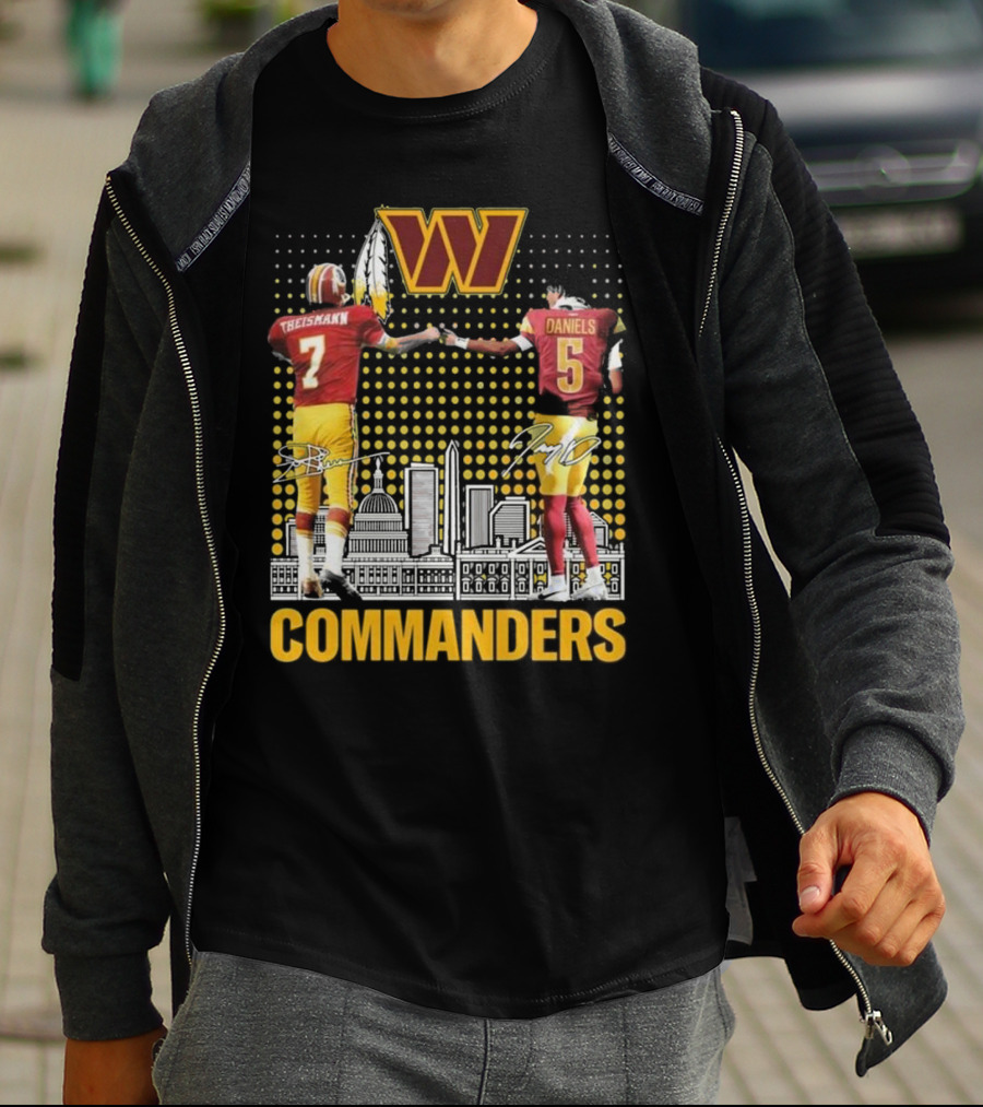 Commanders Theismann Daniels Football Signatures T-Shirt