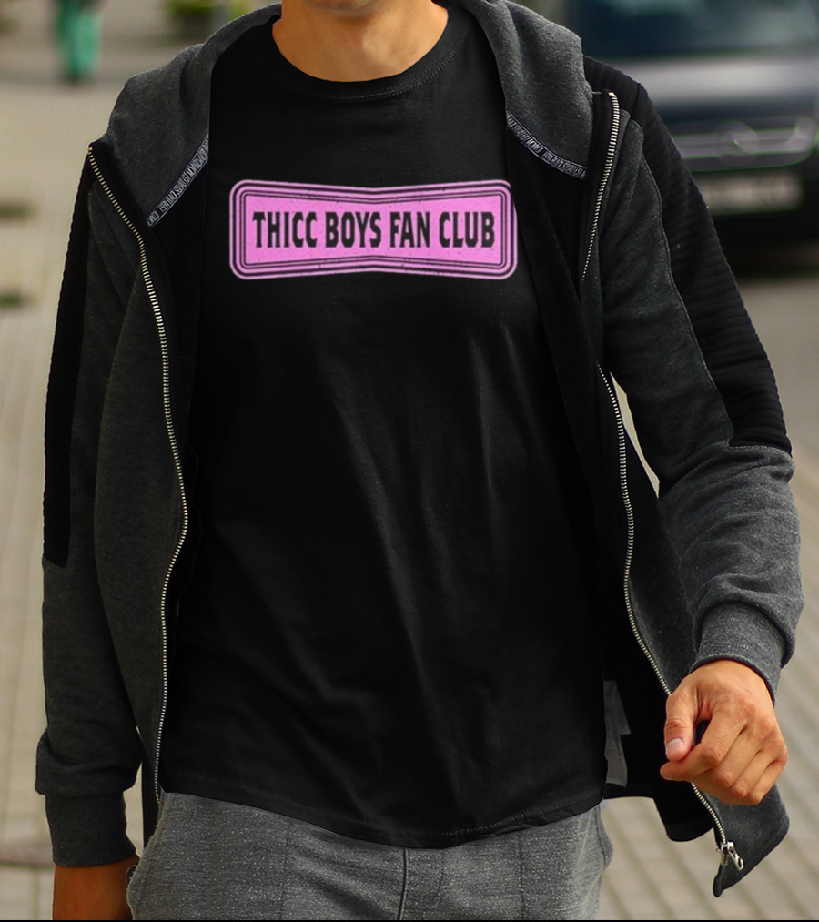 THICC BOYS FAN CLUB Pink Patch Design T-Shirt