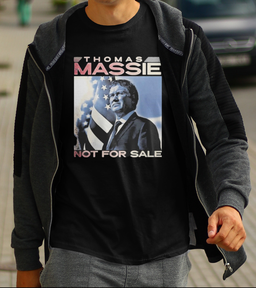 Thomas Massie Not For Sale American Flag Portrait T-Shirt