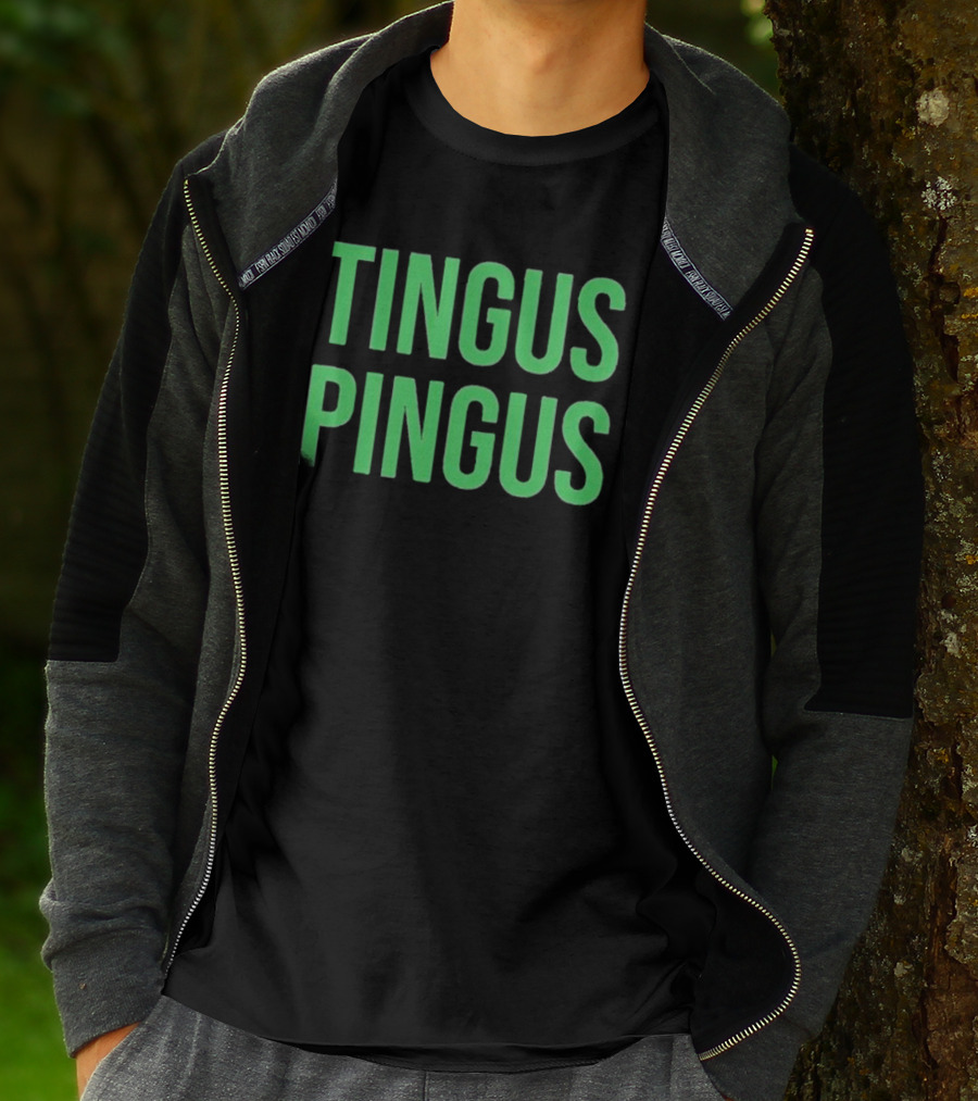 Tingus Pingus Internet Meme Phrase Bold Green Text T-Shirt