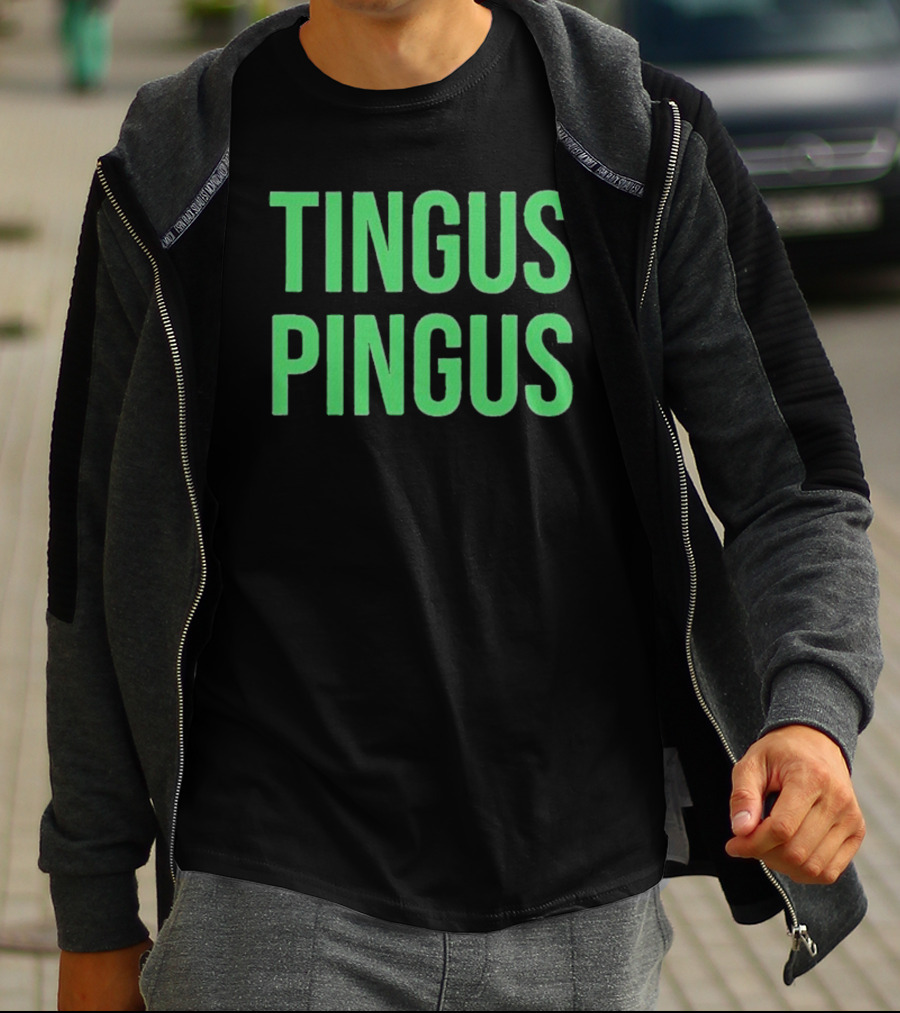 Tingus Pingus Internet Meme Phrase Bold Green Text T-Shirt