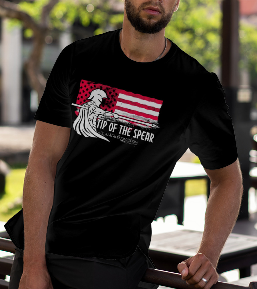 Tip Of The Spear Spartans American Flag RealAlexJones.com T-Shirt