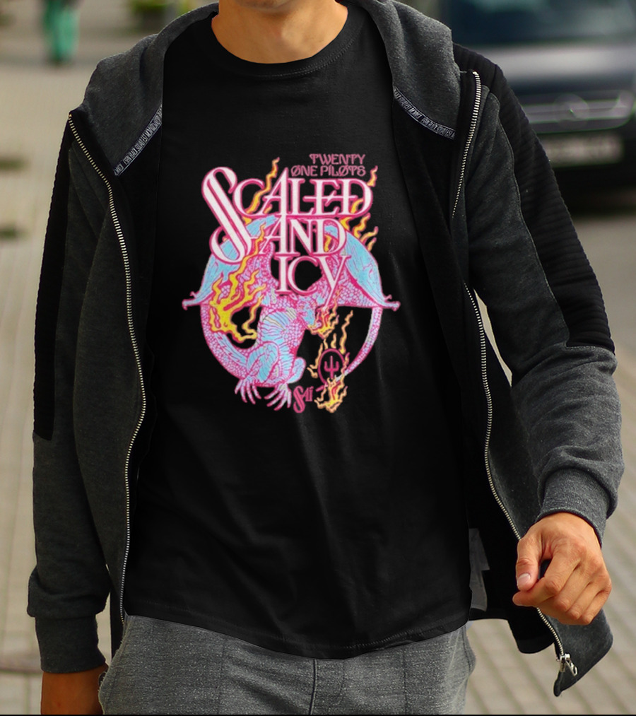 Twenty One Pilots Scaled And Icy Dragon Flame Artwork T-Shirt