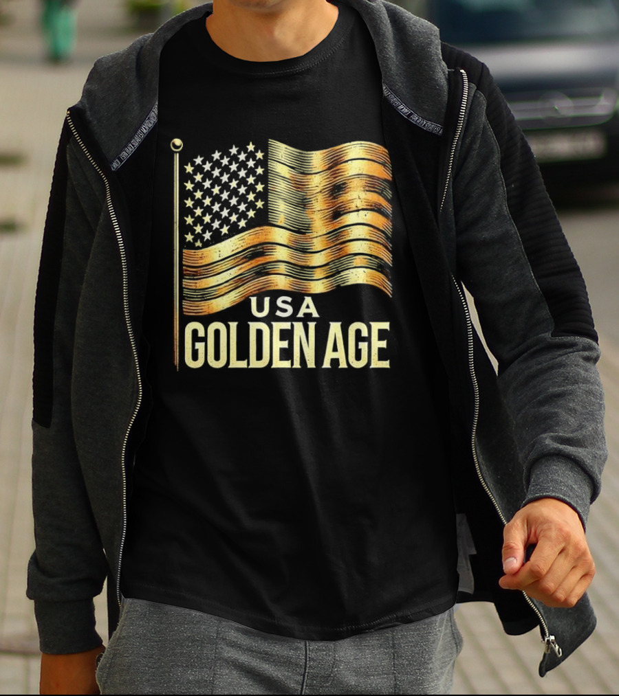 USA Golden Age Golden American Flag T-Shirt