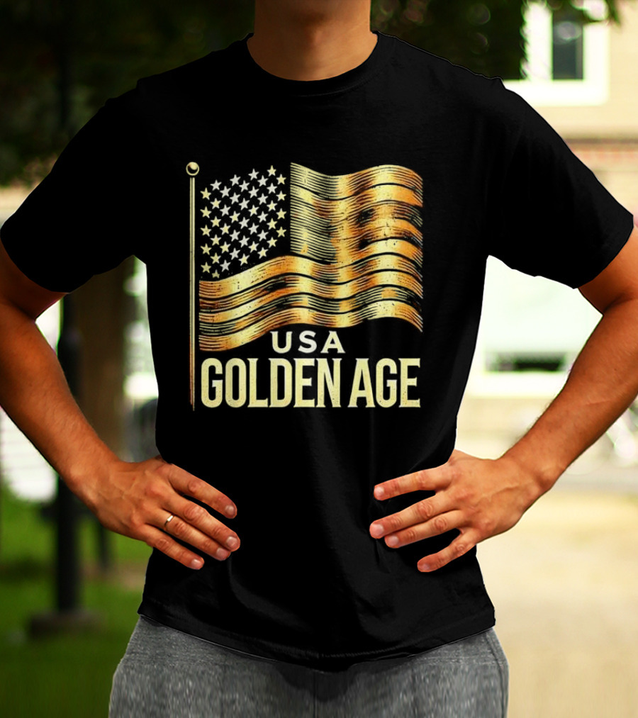 USA Golden Age Golden American Flag T-Shirt