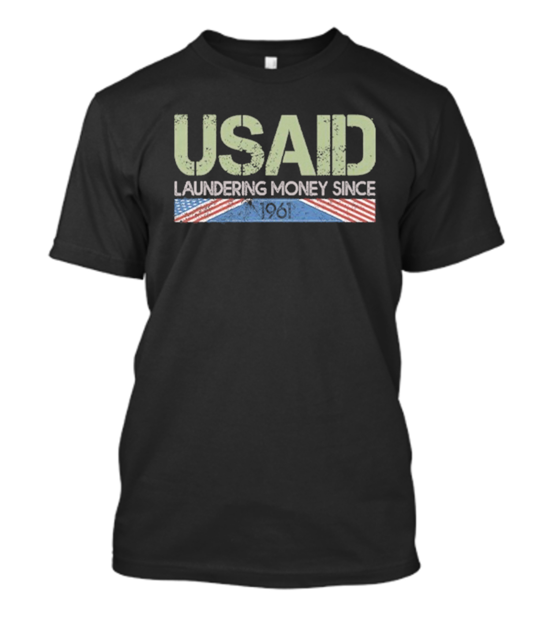 USAID Laundering Money Since 1961 Satire Flag Imagery T-Shirt