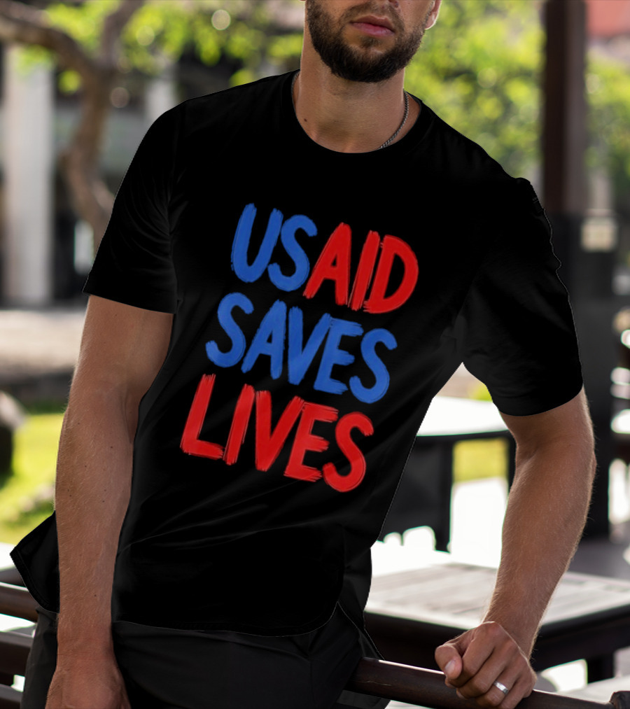 USAID Saves Lives Red And Blue Text T-Shirt