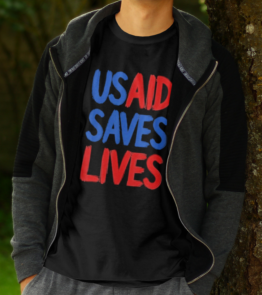 USAID Saves Lives Red And Blue Text T-Shirt