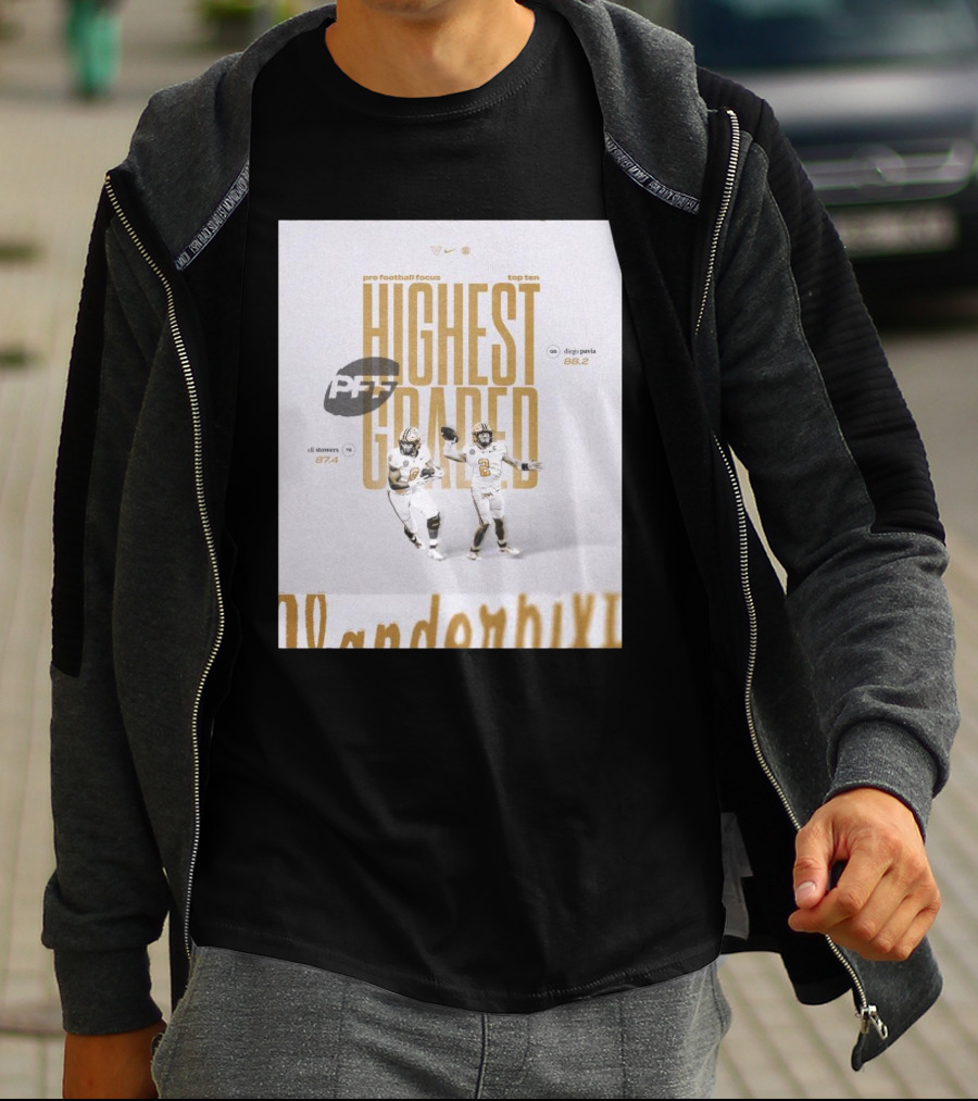 Vanderbilt PFF Top Ten Highest Graded Eli Stowers Diego Pavia T-Shirt