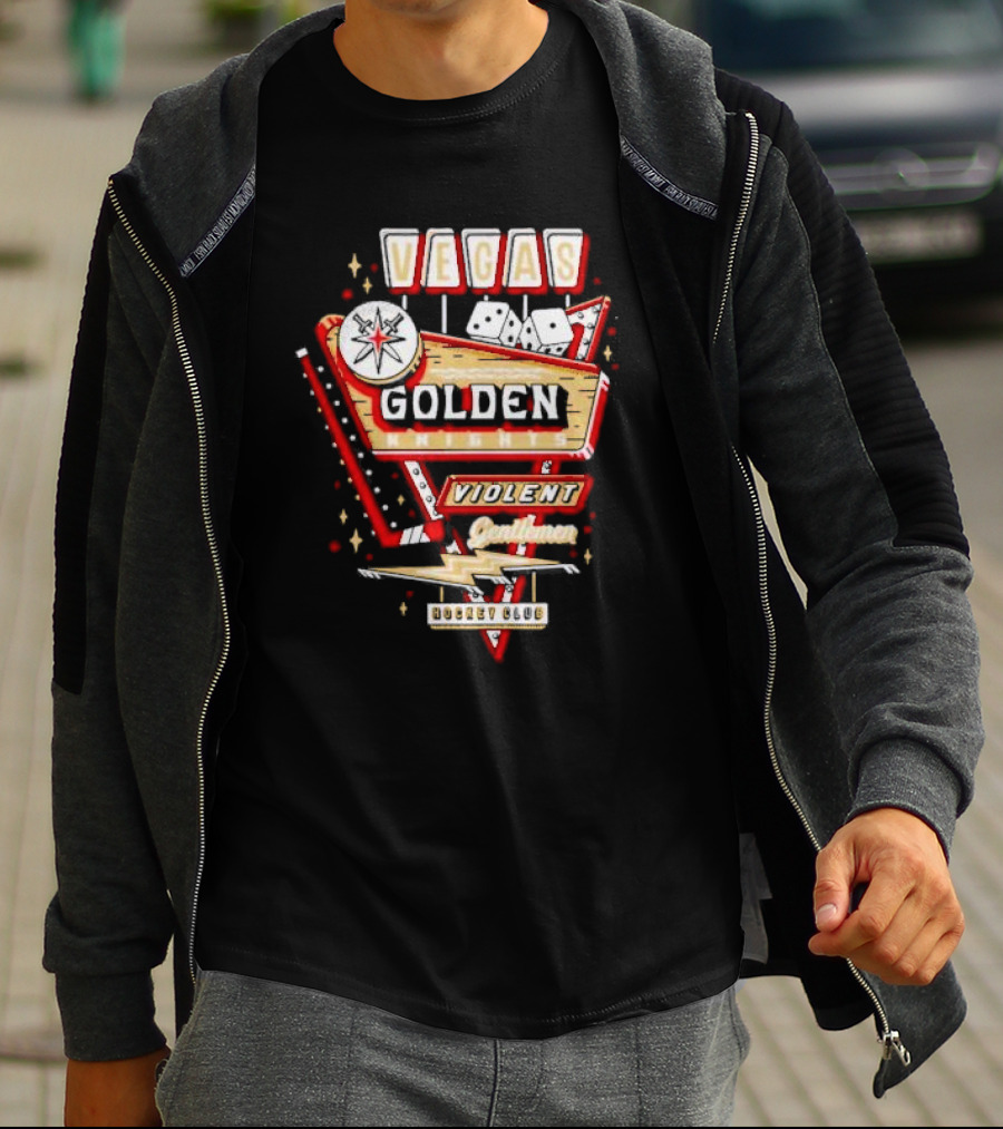 Vegas Golden Knights Violent Gentlemen Hockey Club Playing Card Style T-Shirt