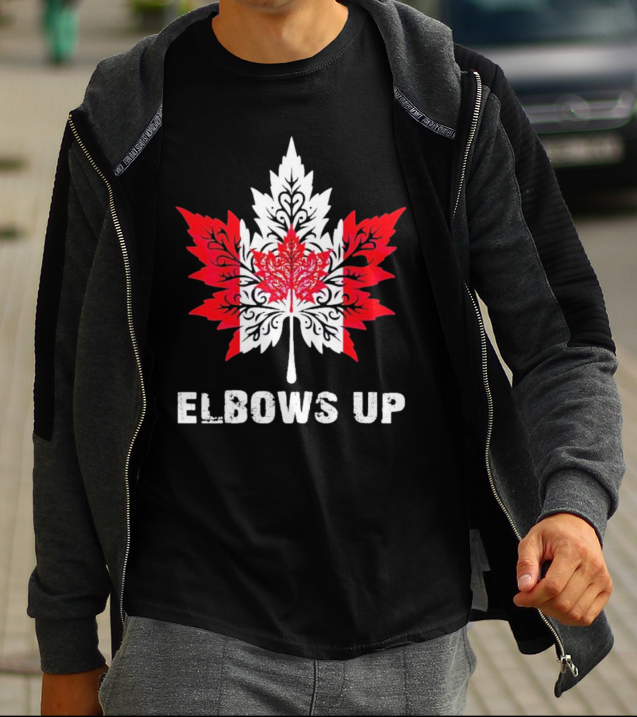 Elbows Up Canada Maple Leaf True North Strong Vintage T-Shirt