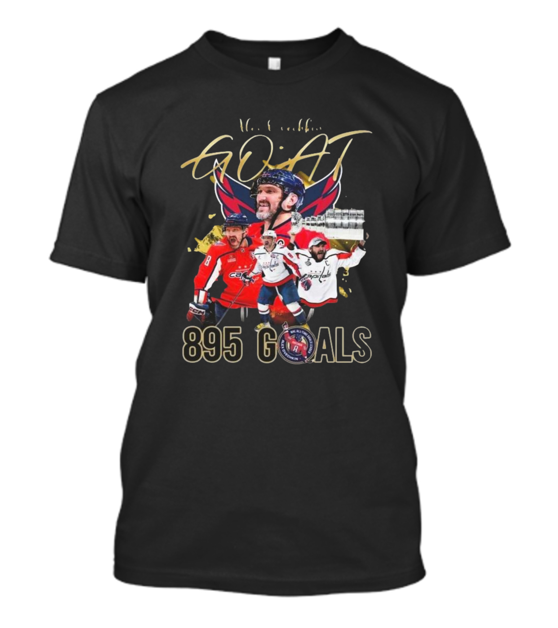 Washington Capitals NHL Alex Ovechkin GOAT 895 Goals Signature Collection T-Shirt