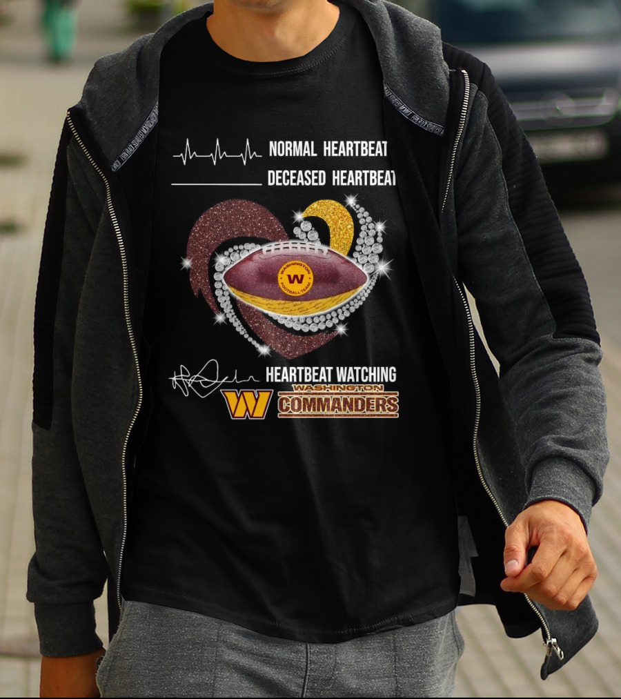 Washington Commanders Faster Heartbeat When Ing Football Diamond Heart T-Shirt
