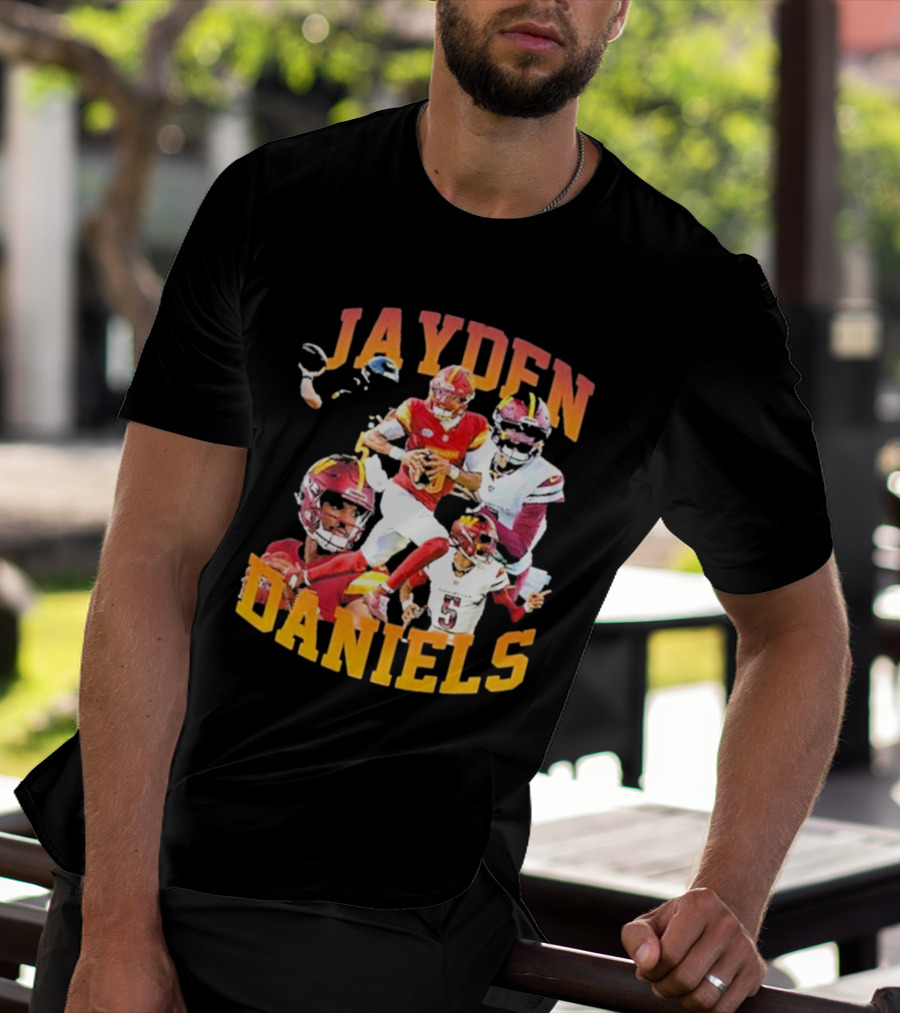 Jayden Daniels Washington Commanders Football Player Collage T-Shirt