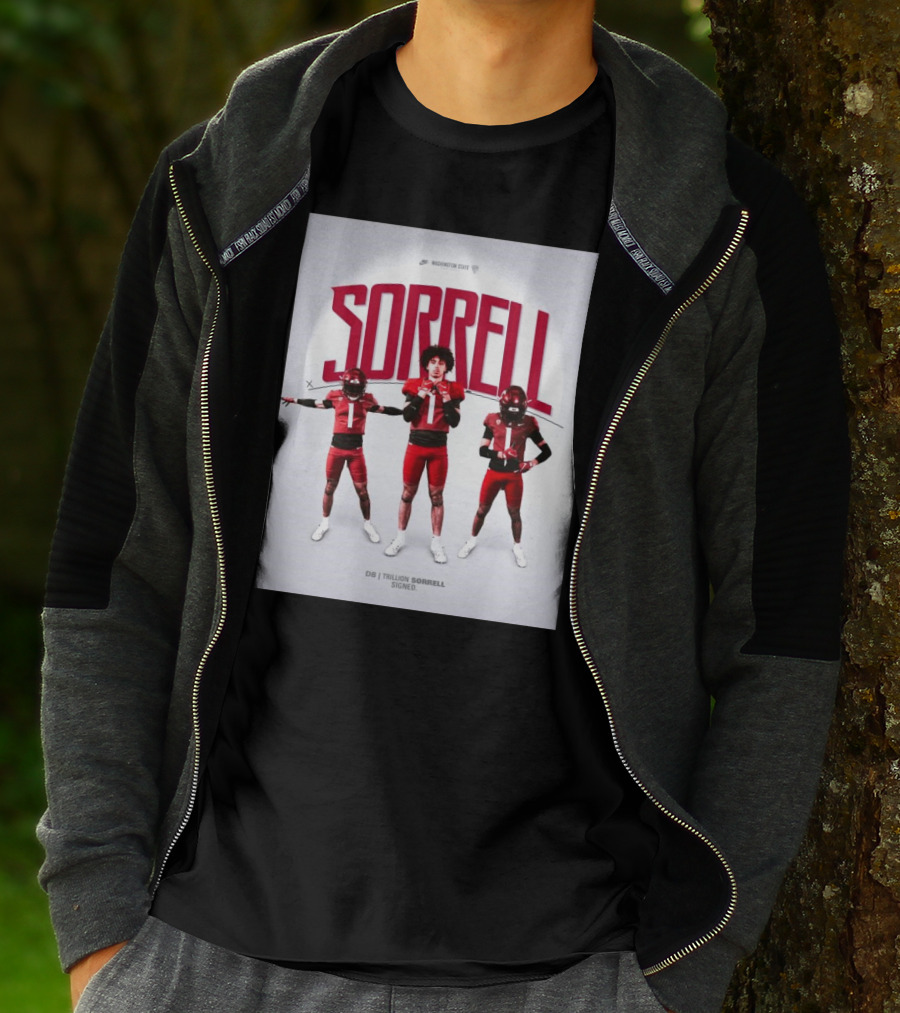 Washington State Cougars Sorrell DB Trillion Signed Football Palouse T-Shirt