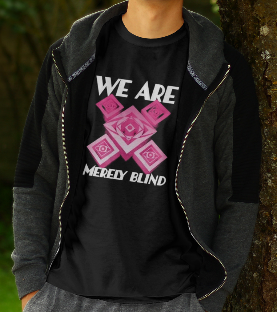 We Are Merely Blind Pink Geometric Eye Pattern T-Shirt