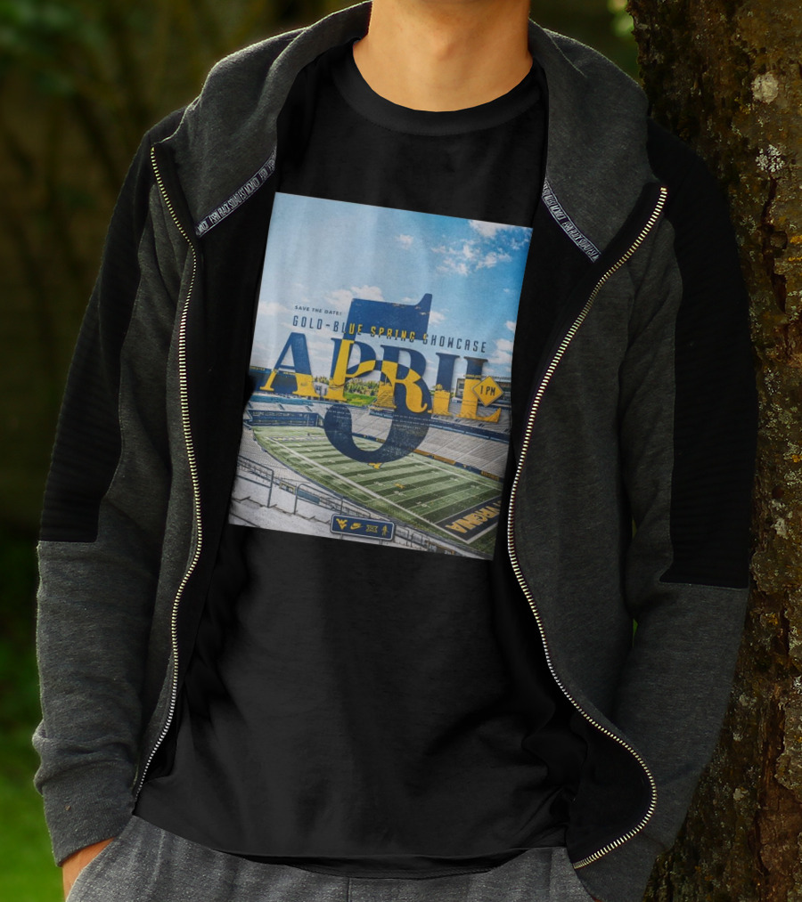 West Virginia Mountaineers Save The Date Gold Blue Spring Showcase April 5 2025 1 PM T-Shirt