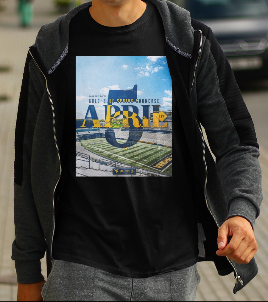 West Virginia Mountaineers Save The Date Gold Blue Spring Showcase April 5 2025 1 PM T-Shirt