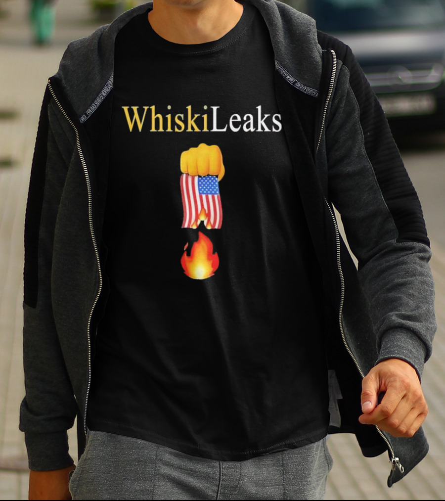 Whiskileaks American Flag Fist Fire 2025 T-Shirt