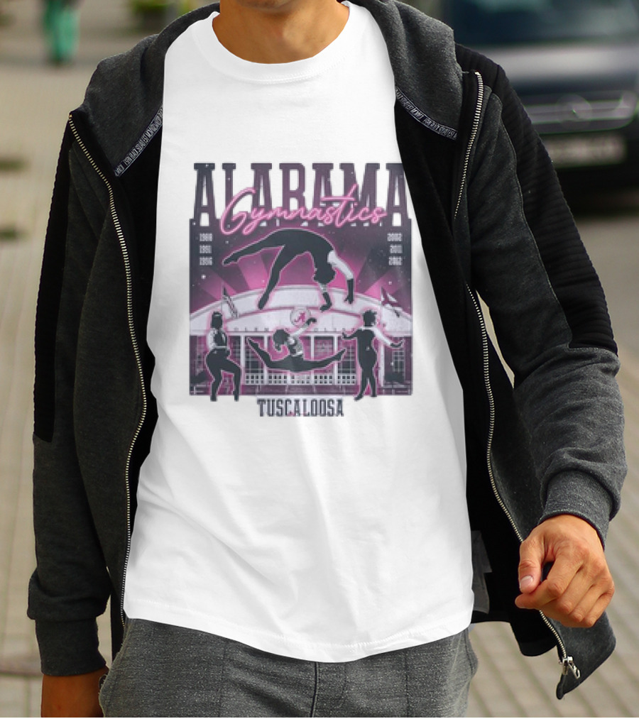 Alabama Gymnastics Over The Coliseum Tuscaloosa With Years 1988 1991 1996 2002 2011 2012 T-Shirt