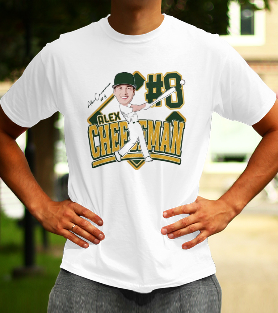 Alex Cheeseman #8 Baseball Caricature 2025 T-Shirt