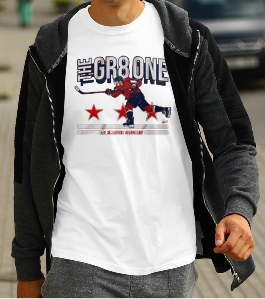 The GR8 One Alexander Ovechkin Hockey Player With Stars And Stick T-Shirt