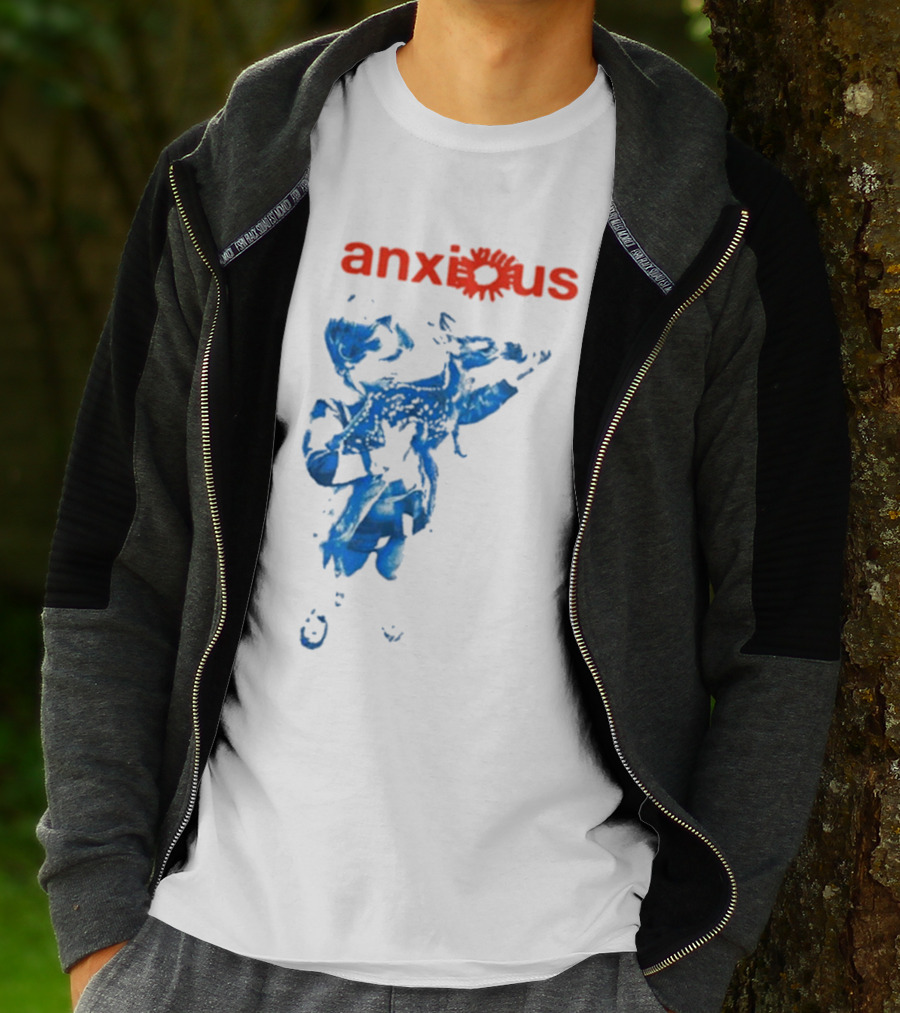 Anxious Blue Abstract Deer Kid T-Shirt