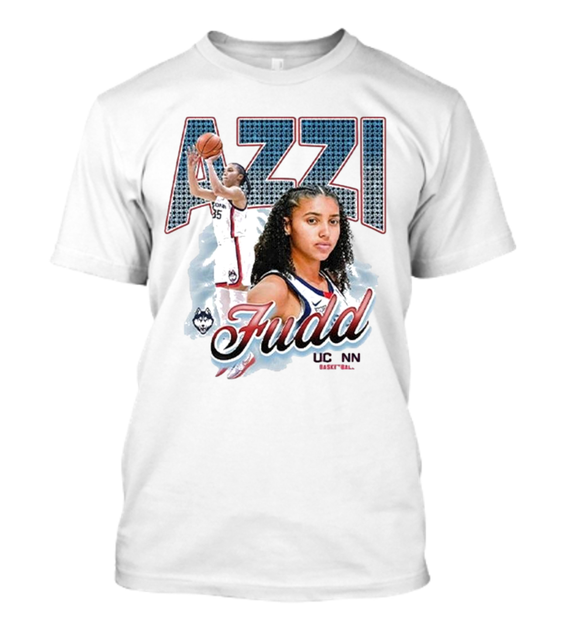 Azzi Fudd UConn Basketball 2025 Player Portrait And Action Shot T-Shirt