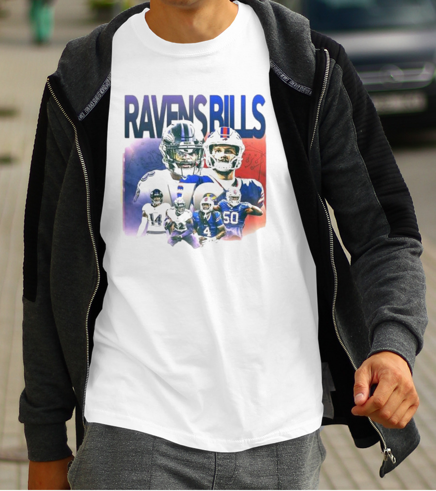 Ravens Bills NFL Matchup With Player Lineup And Strategy Background T-Shirt