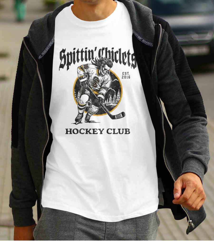 Barstool Sports Merch Spittin' Chiclets Hockey Club Skullet T-Shirt