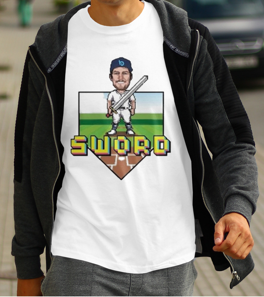 Pixelated Baseball Player Sword Bauer Outage T-Shirt