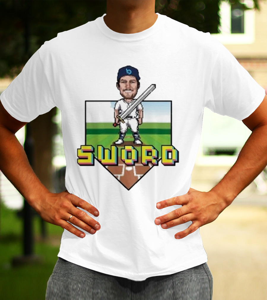 Pixelated Baseball Player Sword Bauer Outage T-Shirt