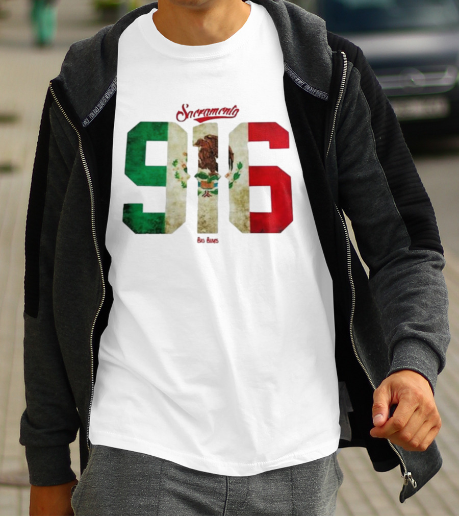 Sacramento 916 Big Boys Mexican Flag Design T-Shirt