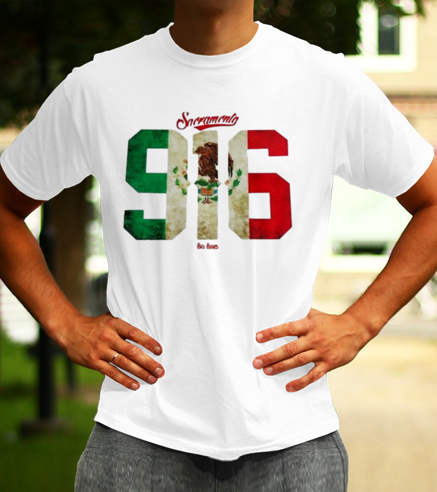 Sacramento 916 Big Boys Mexican Flag Design T-Shirt