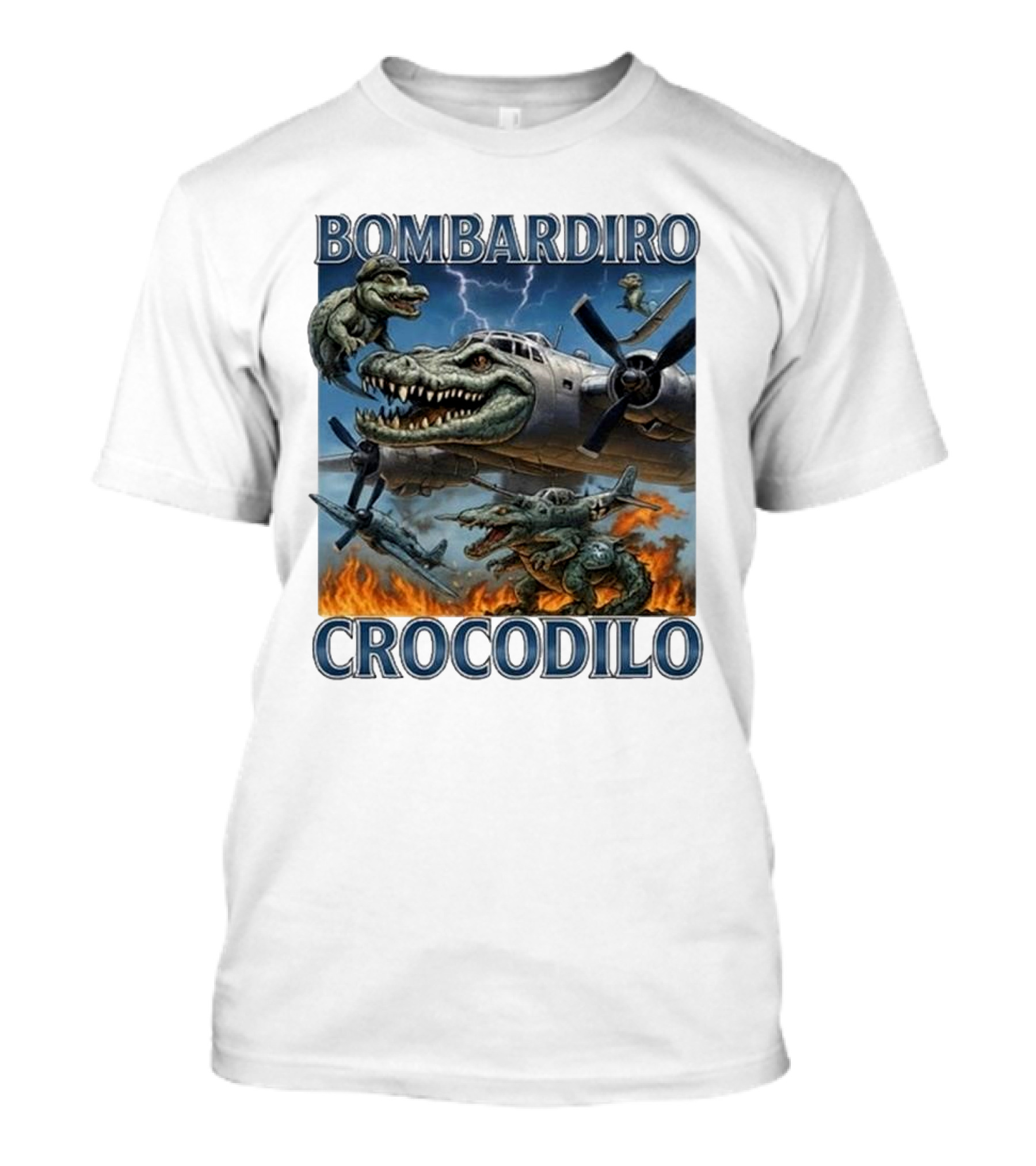 Bombardiro Crocodilo Italian Brainrot Meme Airplane Crocodile Battle T-Shirt