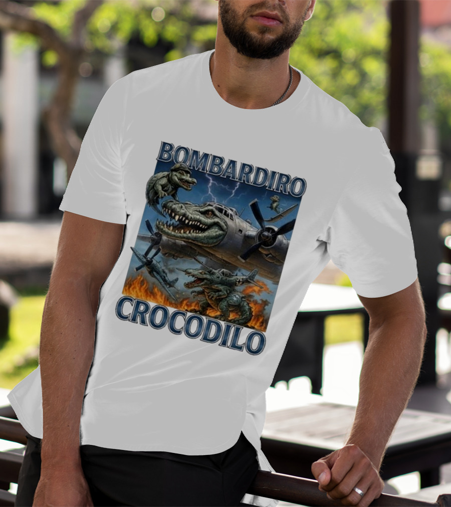 Bombardiro Crocodilo Italian Brainrot Meme Airplane Crocodile Battle T-Shirt