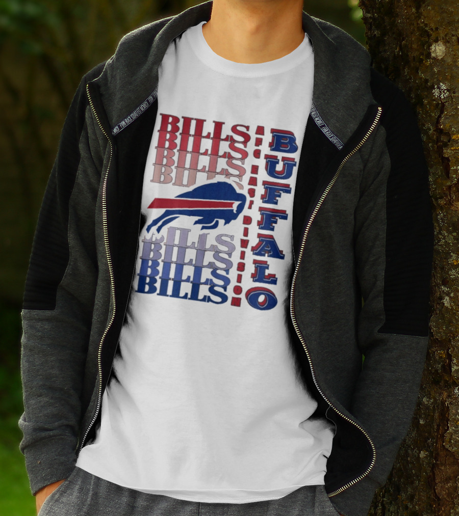 Buffalo Bills AFC East Division Bills Repeated Blue And Red Text T-Shirt
