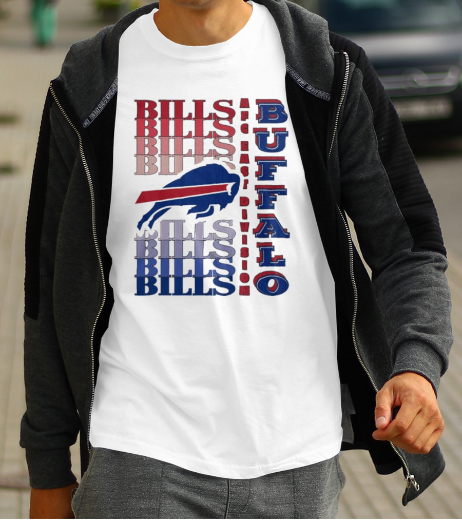 Buffalo Bills AFC East Division Bills Repeated Blue And Red Text T-Shirt